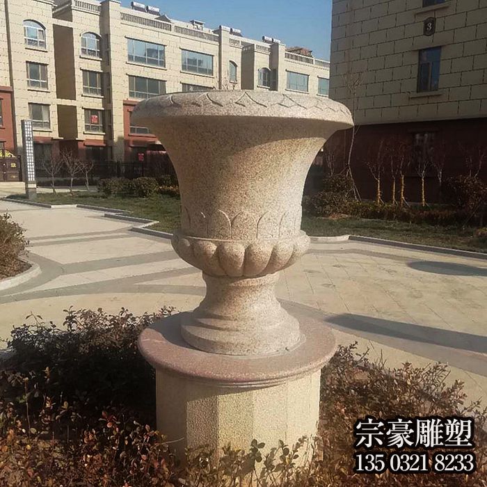 小區花崗巖石雕花缽